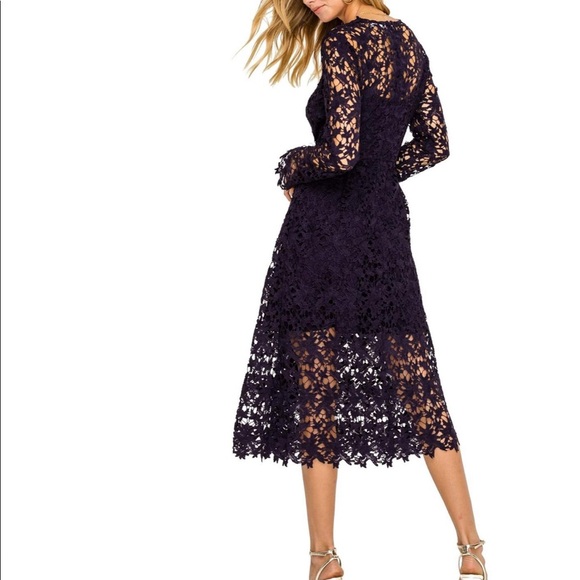 LONG SLEEVE LACE MIDI DRESS - Picture 2 of 8